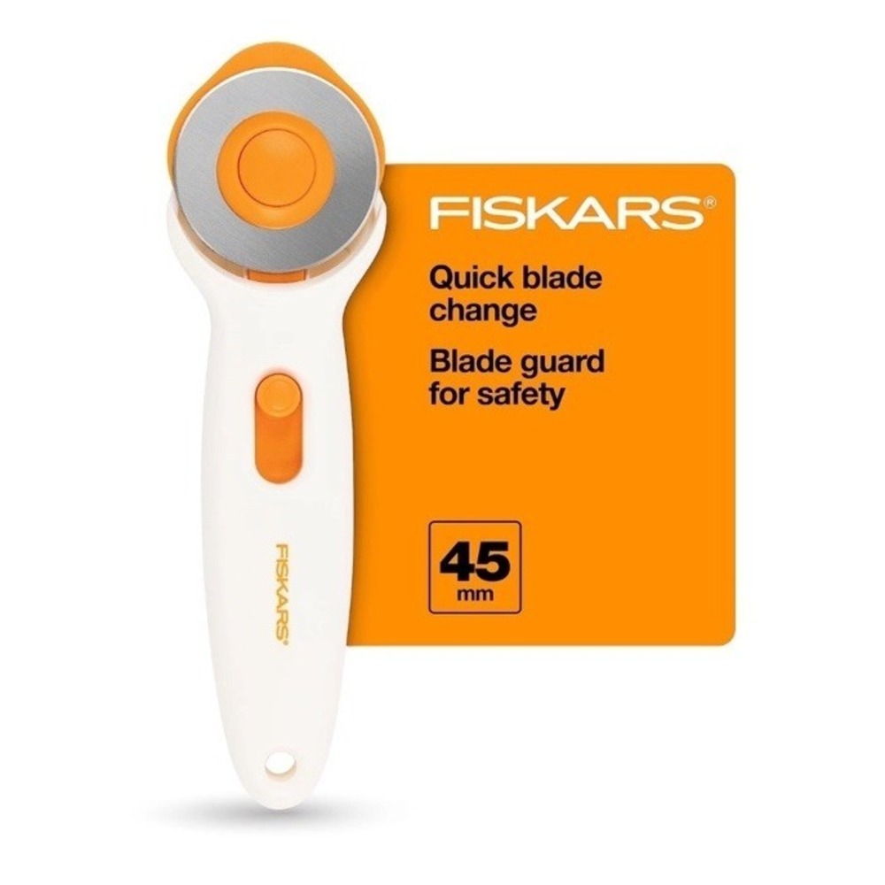 Fiskars 45mm Stick Rotary Cutter for Fabric,‎ Premium Steel Fabric Cutter Cuts
